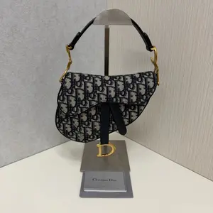Pre-owned Dior Canvas Shoulder Bags Saddle Bag Mini in Oblique 21256653
