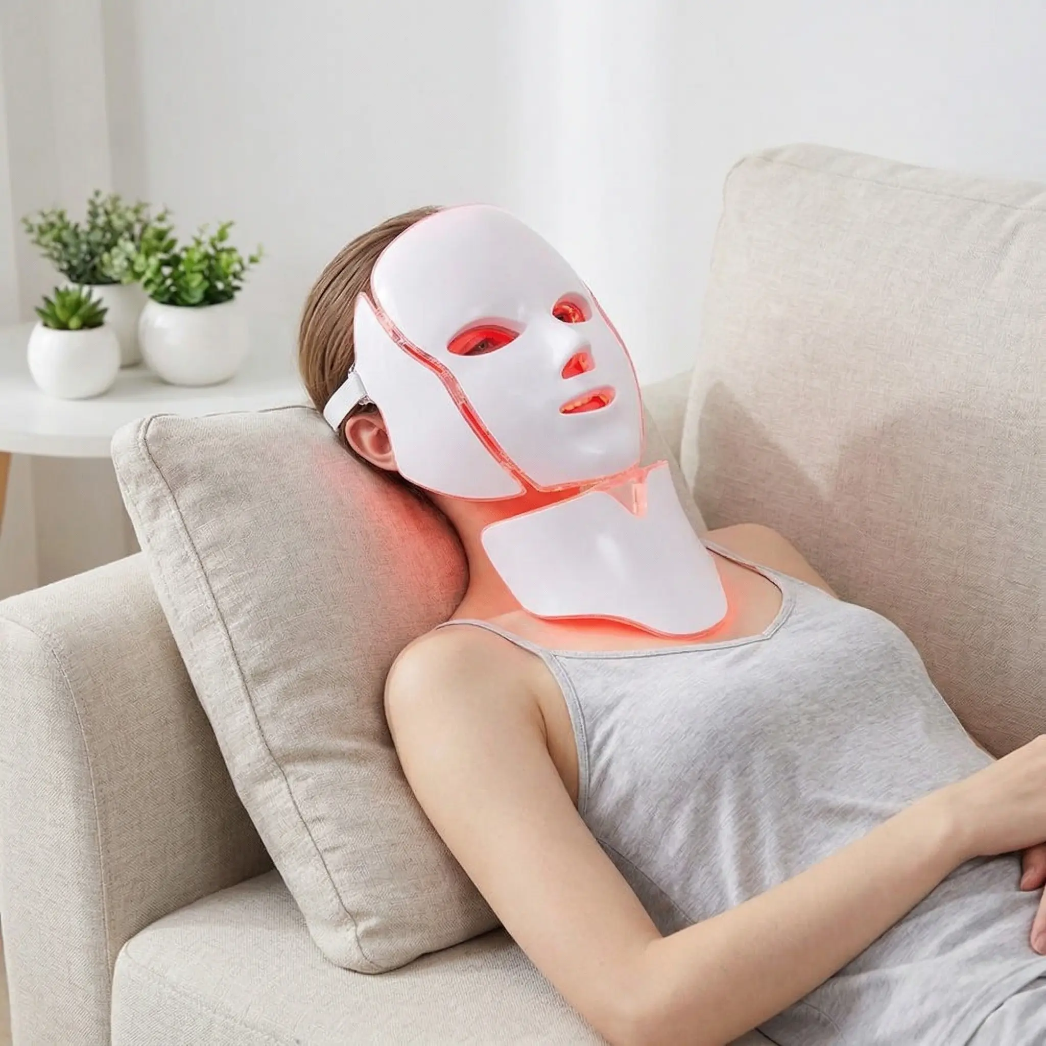 7-Color LED Facial Beauty Mask with Colorful LEDs - USB-Charging USB-Powered Skincare Tool for Painless Face & Neck Care, Skin Repair, Wu, Ideal for Valentine's Day & Christmas Gifting