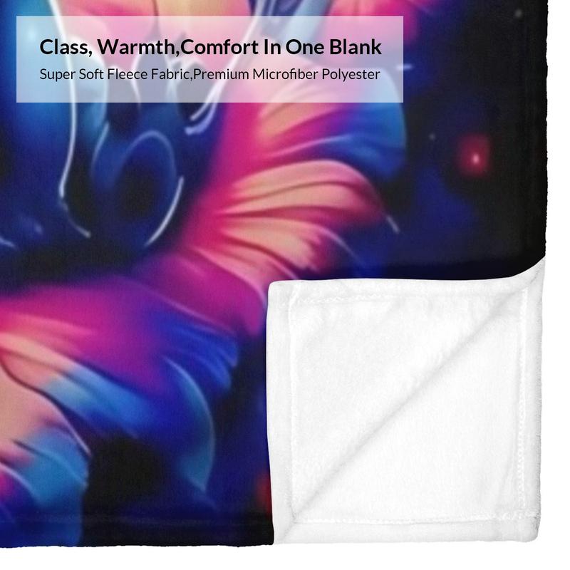 Disney Stitch Blanket Featuring Stitch & Angel Design in Four Sizes Soft Cozy Bedding for Fans with Floral Accents