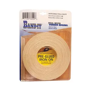 212 MAIN White Birch Real Wood Veneer Edging, 50 ft x 0.87 in x 0.03 in, Iron-On Edge for Sailing & Water Sports