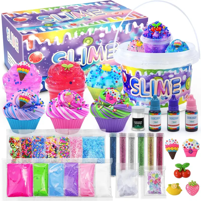 Valentine's Day Gift Clear Slime Making Kits with Premade Slime for Kids DIY with 35 Sets Add-ins Jumbo Kit for 6-12 Years Old Girls Boys Present Party Favors