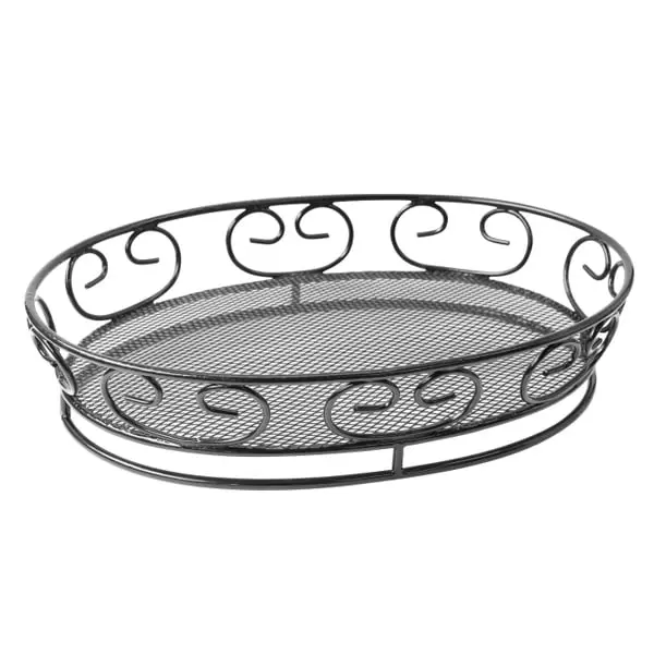 Packnwood 294BASKO22 Black Steel Bakeware Bread Basket - 9 x 6.5 x 2.2 in. Kitchenware Baking Utensil