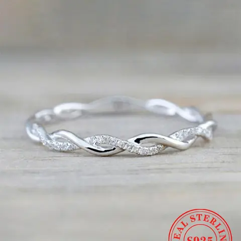 S925 Sterling Silver Ring, Twist Design Rhinestone Decorated Ring for Women As Gifts, Statement Ring, Real Rings, Elegant Fashion Rings, Fashion Jewelry for Party, Daily Decor, Jewelry for Birthday Gift, with Box, Fall Outfits, Beautiful Rings