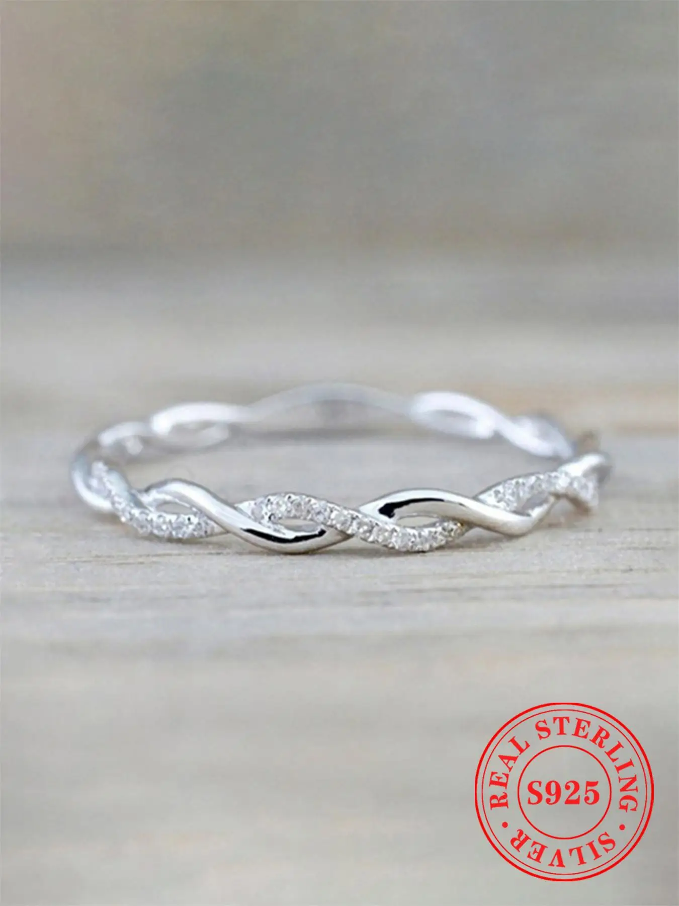 S925 Sterling Silver Ring, Twist Design Rhinestone Decorated Ring for Women As Gifts, Fashion Jewelry for Party, Daily Decor, Trendy All-match & Exqui