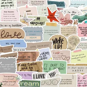 Motivational Slogan Sticker, 50pcs/set Scrapbook & Journal Making Material Sticker, DIY Decorative Sticker for Stationery & Computer & Water Bottle