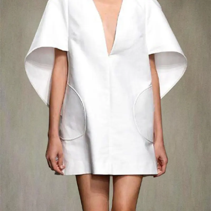 Women's Plain Casual Summer Batwing Sleeve Dress, Chic Elegant Minimalist Dresses, Formal & Classy, Womenswear for Daily and Everyday Wear, Flowy Dress