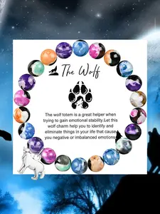 Wolf Style Beaded Bracelet for Women & Men, Inspirational Gift for Family, Perfect for Christmas & Birthdays, Stylish Accessory for Everyday Use
