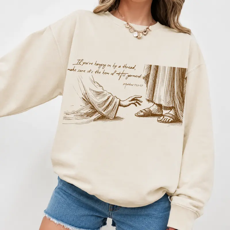Christian Faith Sweatshirt, Inspirational Bible Verse Top, Religious Jesus Graphic Shirt Womenswear