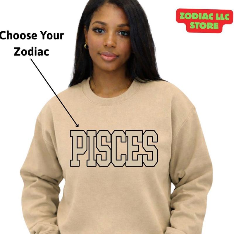 Full 12 ZODIAC SWEATSHIRT– Zodiac Astrology Sign Unisex Crewneck for Men and Women, Cozy Horoscope Pullover Letter Design, Perfect Gift for Zodiac Lovers - AG