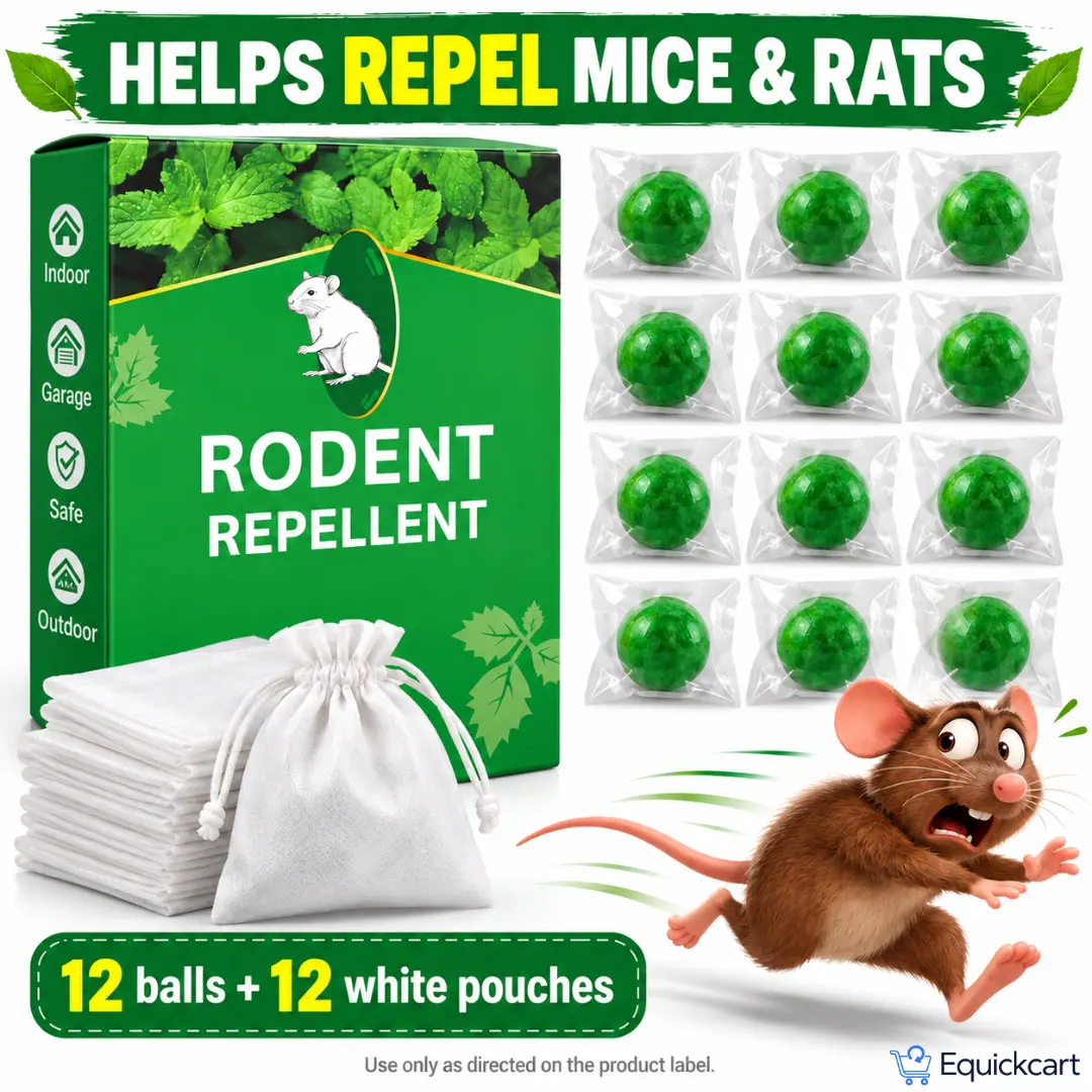 Mouse Repellent Pouches (12 Count) - Castor, Clove, Mint Oil-Infused Deterrents - Home, Car Residential Pest Control Supplies