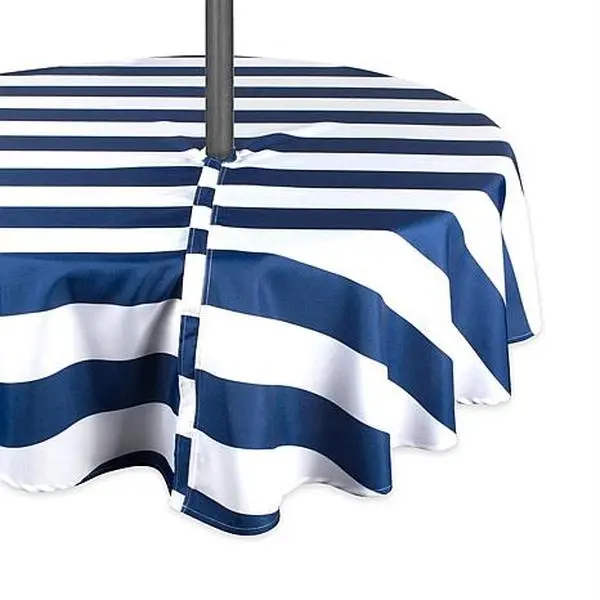 Design Imports Cabana Stripe Outdoor Tablecloth w/Zipper - 60" Round