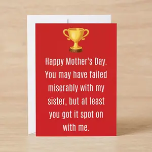 Funny Mother's Day Card, Gag Gift, Blank Inside, Comes With Envelope, Mother's Day Greeting Card DIY Personalized Cardstock Folded Card with Envelope