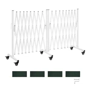 VEVOR Double Expandable Barricades, 18FT Expandable Safety Barrier, 0-180° Rotatable Mobile Barricade with Locking Casters, Portable Folding Security Gate Traffic Fence for Patio Garden Stairway