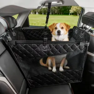 PAWFECT Waterproof Dog Car Seat Cover Hammock with Mesh Window and Storage Pockets (Black Shale)