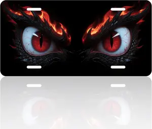 Fiery Red Dragon Eyes Decorative License Plate - 6x12 Inch Aluminum Car Tag for Fantasy Fans