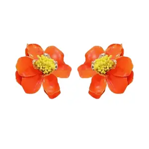Blossom Statement Earrings - Orange