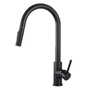 Pull Down Kitchen Faucet with Modern Swan Neck Design, Easy-To-Use Single Handle, Countertop Kitchen Sink Faucet