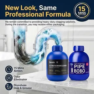 Serein Heavy Duty Drain Powder - Dissolves Hair, Grease & Food Waste Instantly for Sink & Tub Serein Heavy Duty Drain Powder - Dissolves Hair, Grease & Food Waste Instantly for Sink & Tub