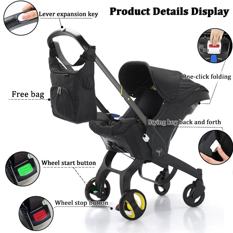 Baby Stroller with Free Bag ,Newborn Stroller,Foldable Stroller Legs,Equipped with Chest Clip,One-Click Contraction Function,Alloy Metal Material,4-wheel Travel Toddler Stroller