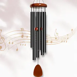 26 Inch Wind Chimes for Outside, 6 Tubes Classic Black Memorial Windchimes, House Warming New Home Gift, Metal Outdoor Decor for Patio Porch Yard Garden, Ideal Gift for Mother's Day/Anniversary/Birthday/Thanksgiving/Christmas Day