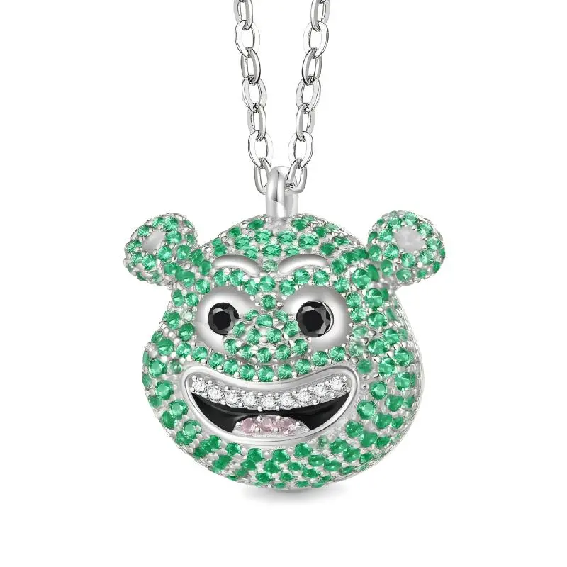 GNOCE Whimsical Shrek Pendant Necklace, Sparkling Unisex Costume Jewelry for Animation Fans, Casual Accessory for Events & Daily Wear, Unisex Names, Shrek Accessories, Chain Jewelry Necklaces, Sparkles, Party