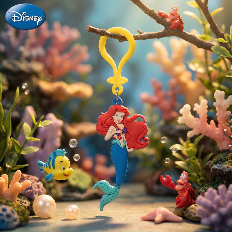 Disney Princess Ariel PVC Keychain 1PC Official License Figurine Bag Clip Charms Anime Figure Collector Keyring Backpack Decor Durable PVC Rubber Gift