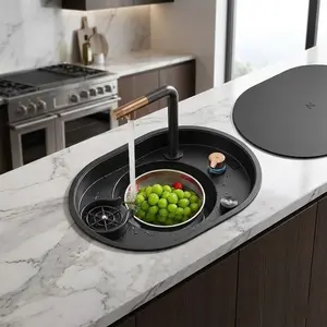OrbitWash Oval Hidden Cup Wash Island Sink