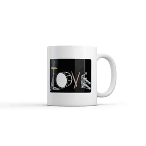 Love Drums Mug Funny Sarcastic Music Graphic Novelty Coffee Cup - 11oz Funny Coffee Mugs Ceramic Printed Drinkware Cup