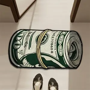 Money Pattern Bedside Rug, Imitation Cashmere Material, Indoor Comfortable Mat, Floor Decoration Carpet, Living Room, Desk, Bedside