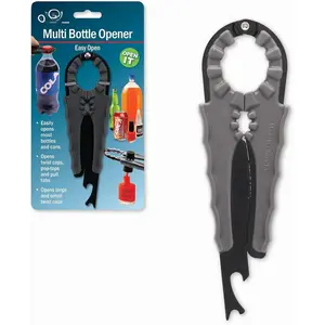 Multi Bottle Opener for Jars Bottles and Cans 3 in 1 Easy Grip Lid Opener for Weak Hands Twist Caps Pull Tabs Pop Tops and Small   Aid Manual Kitchen Tool Black