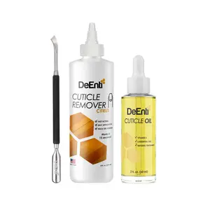 DeEnti Cuticle Maintenance Pack, Citrus Scented Cuticle Remover, Cuticle Oil for Nails, Metal  Pusher Tool, Home Manicure Kit for Nail Care