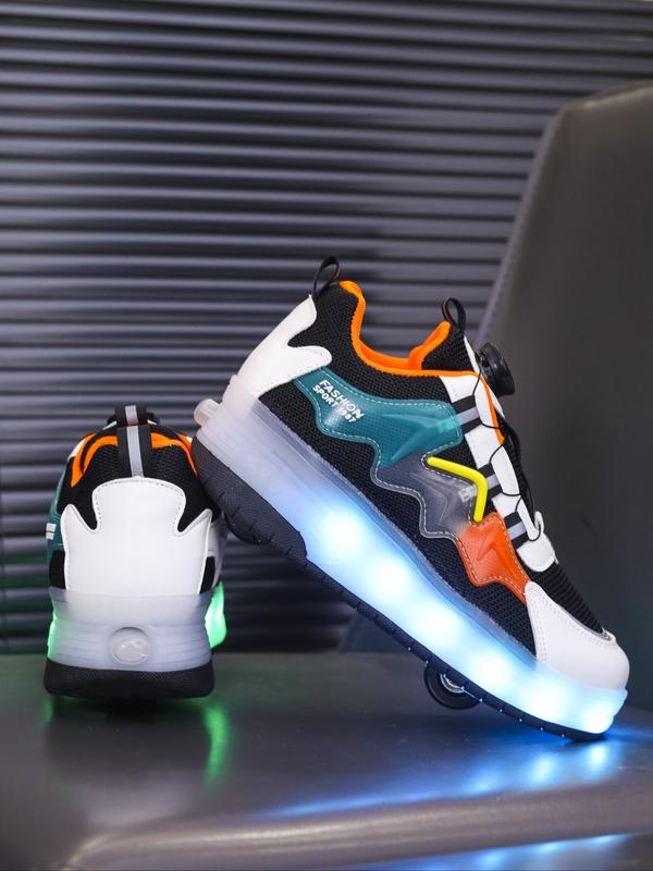 USB Charging LED Colorful Glowing Shoes, Night Light Roller Skates, Parent-Child Mesh Kids Shoes, Sports Sneakers, Fashionable Skate Shoes