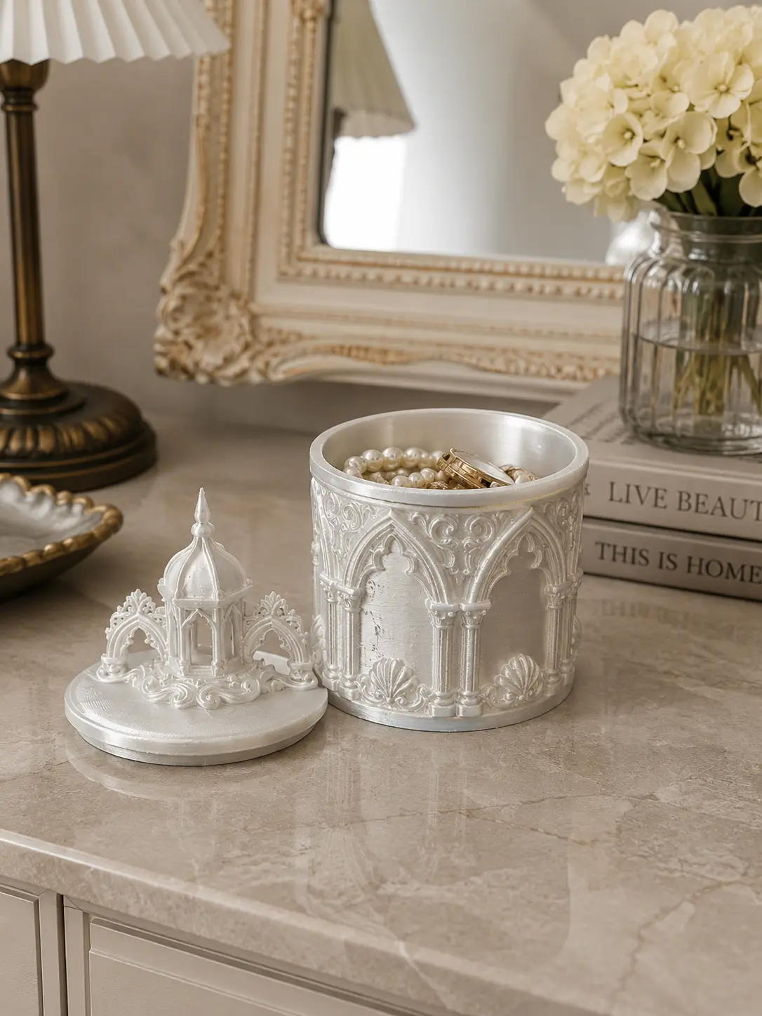 Gothic Cathedral Decorative Storage Box with Lid – Baroque Keepsake Organizer