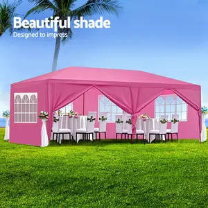 Edot Store Pink Party Canopy Tent 10x20 ft – Festive Gazebo w/ 6 Removable Sidewalls, Waterproof Design & Metal Frame. Great for Birthdays & Events! Quick Setup & Fun Vibe.
