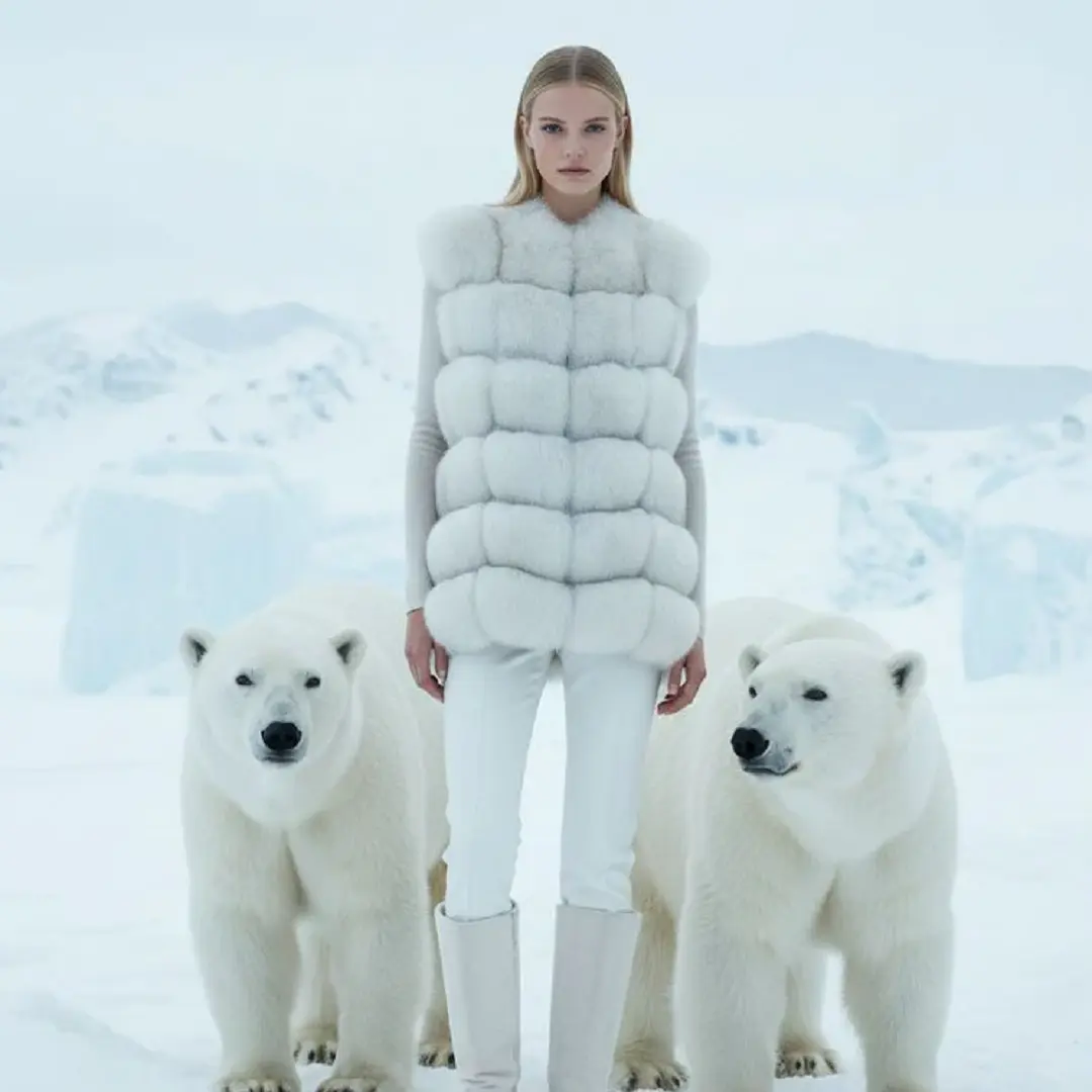 Marcella Acosta White Fox Vest, Sleeveless.