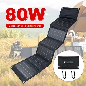 SMARAAD 80W Portable Foldable Panel, 5V USB Charging Port, Includes Climbing Carabiners, Outdoor Use, Portable Solar Panels