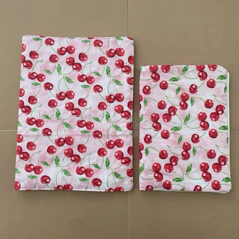 Cherry Pattern Bible Bookcover - Custom Handmade 100% Cotton Booksleeve with Pen Pockets - Functional & Protective Cover for Bibles