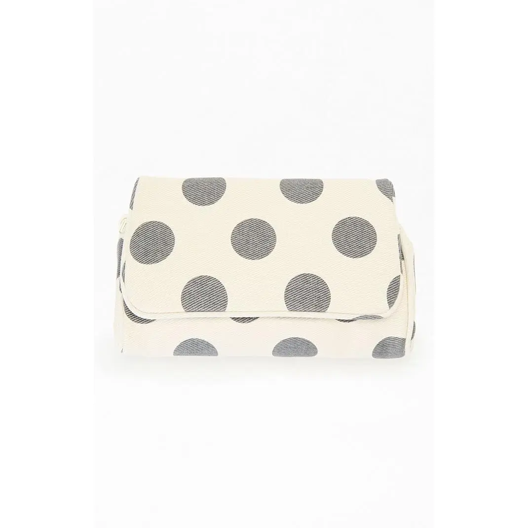 John Galt Women's White and Black Polka Dot Makeup Bag John Galt Women's White and Black Polka Dot Makeup Bag