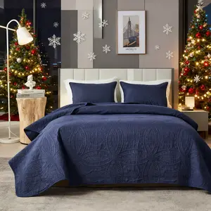 3 Pcs Quilt King/Queen Size Quilt With Pillow Shams, Modern Style Bedspreads Coin Pattern Coverlet For All Season, 3 Pieces Lightweight Pure Cotton Coverlet Bedding Set For All Seasons Bedroom, Guest Room, Dormitory, Bedroom Decor, Christmas Gift.