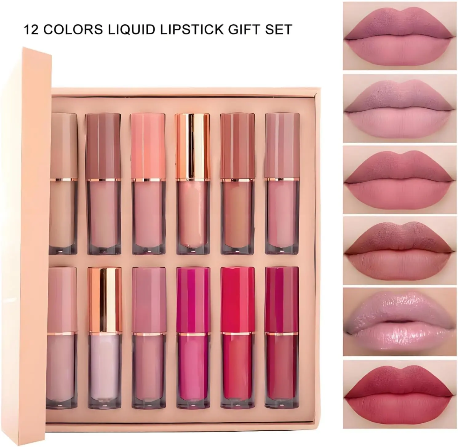 14-Colour Lip Gloss Set, Pearl Matte Lipstick Gift Set, Non-Stick Lip Gloss, Lip Oil Liquid Lipstick，24 Hours Long Lasting Waterproof Nude & Dark Red Lip Gloss Makeup Gift Kits for Girls & Women Balm Silky