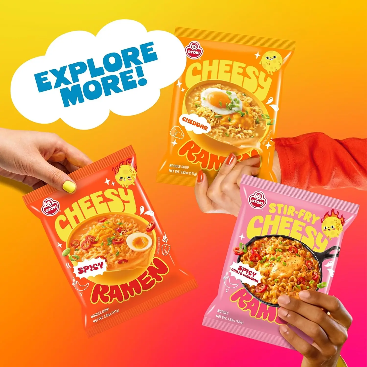 チャロポン OTOKI Cheesy Ramen Combo, Cheddar Soup Flavor and Cheddar