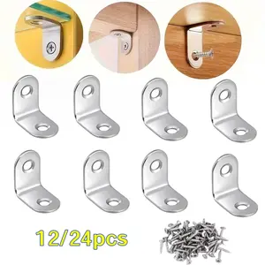 12/24pcs L-shaped furniture with screw right angle brackets, tables and chairs, cabinet frames, and connecting fasteners ﻿