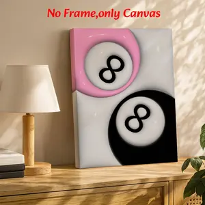 Modern Wall Art, Pink 8 Ball Streetwear Poster, Y2K Pop Art Style Printing, Black and Pink Canvas Decoration, Living Room & Bedroom Aesthetic, Perfect Gift For Hypebeast Fans, Unframed.