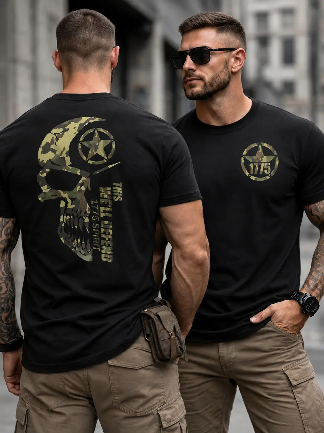 Gildan Men's Classic Soft Cotton Relaxed Fit Crew Neck Ribbed Short-Sleeve T-Shirt - U.S. Army Theme "This We’ll Defend" Graphic, Streetwear Casual Top, Cotton Fabric, All Seasons Proud Gift for Veterans, Graphic Print, Shortsleeve Tee