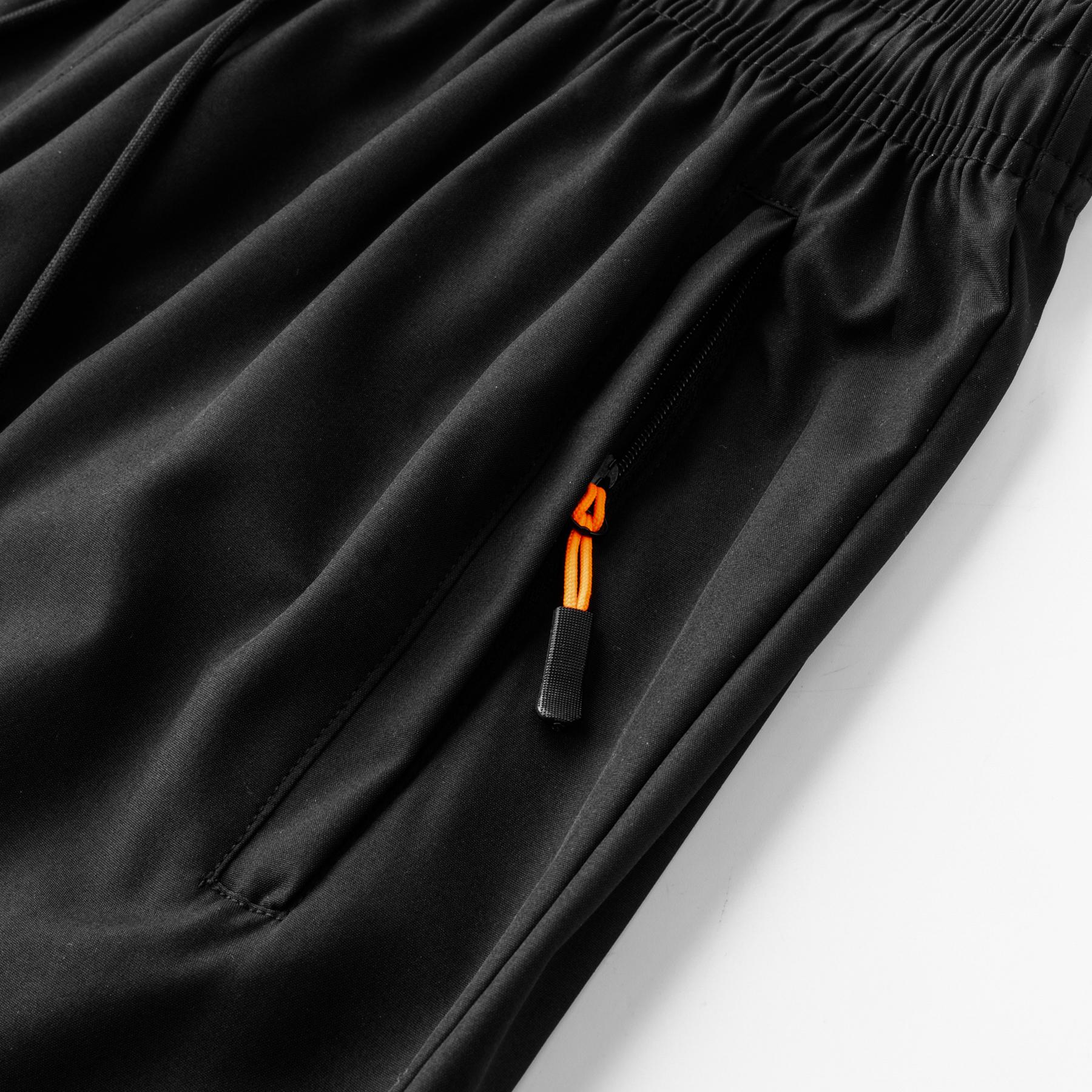 Men’s athletic shorts — running, fitness, casual, comfortable fit; elastic waistband with drawstring, zippered pockets, reflective details; suitable for training, walking, home wear, everyday use; two-pack.