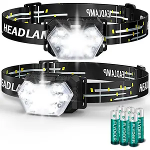 2000 Lumen 9 LED Headlamp 2 Pack, Ultra Bright Head Lamp with 6 Modes, IPX5 Waterproof Head Light, Lightweight Head Flashlight for Running Night-Walking Ca2026