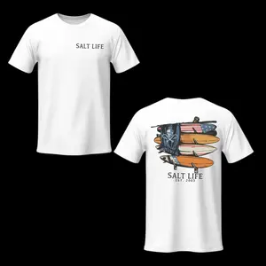 Salt Life Surf T-Shirt – Vintage Surfboard Beach Graphic Shirt, Coastal Summer Shirt, Men’s Tops