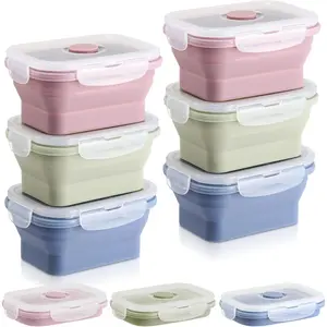 6 count  Containers for  Collapsible  Storage Containers with Airtight  Stacking Leftover Foods Storage Lunch Box for Freezer Microwave Dishwasher Safe(Morandi,11.8 oz)