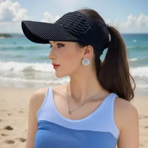 New Fish Scale Design Open-Top Sun Visor, Trendy Korean Style Knitted Baseball Cap, Breathable Summer Sun Protection Hat for Outdoor Sports & Travel