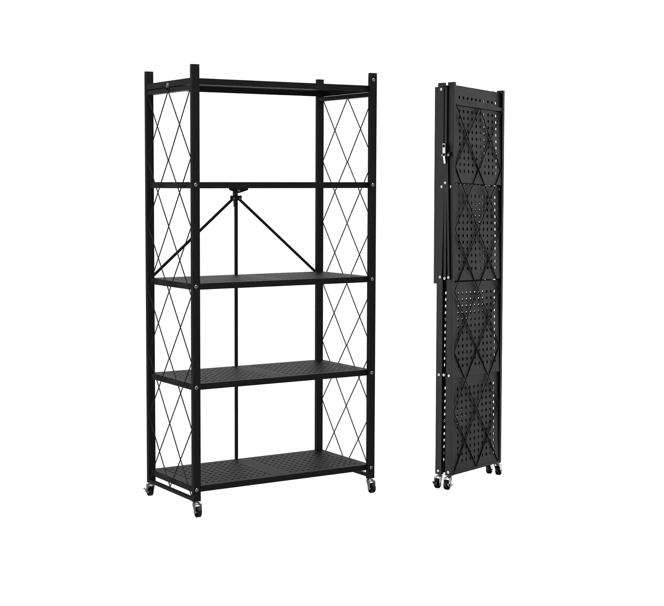 Lifetime Home Metal Foldable Storage Shelf Rack - Collapsible Shelving Display, Lightweight & Waterproof, Black, Space-Saving, Durable, Versatile for
